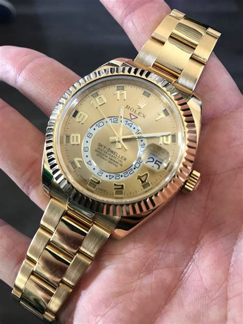 rolex yellow gold sky dweller|rolex sky dweller gold 2021.